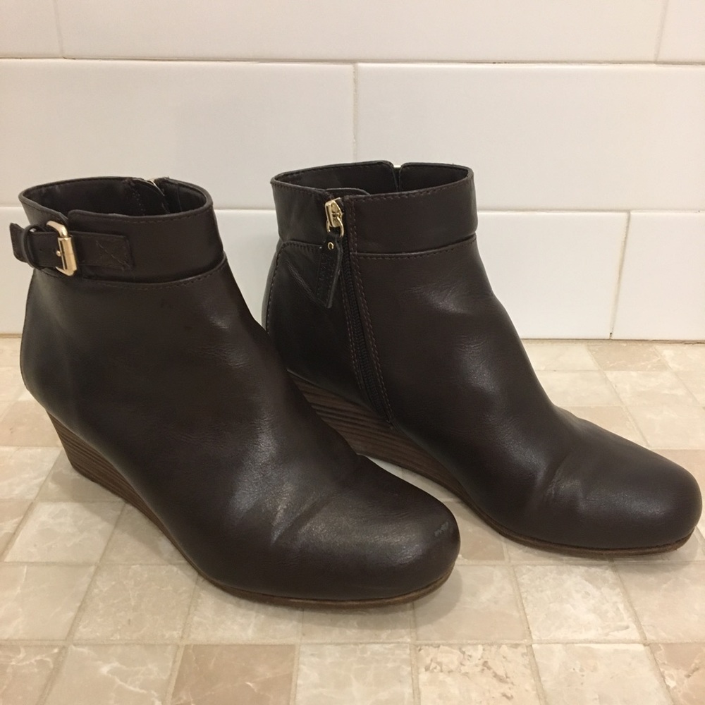 Dr. Scholl’s booties. Brown wedge heel.